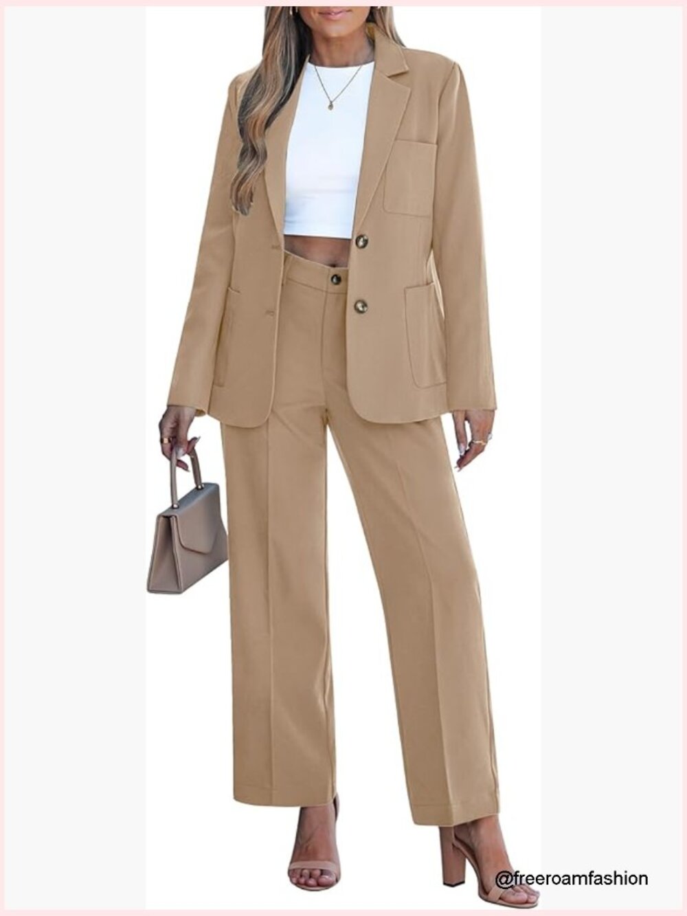 Dressy 2 Piece Pantsuit Blazer Set Business Casual Work
